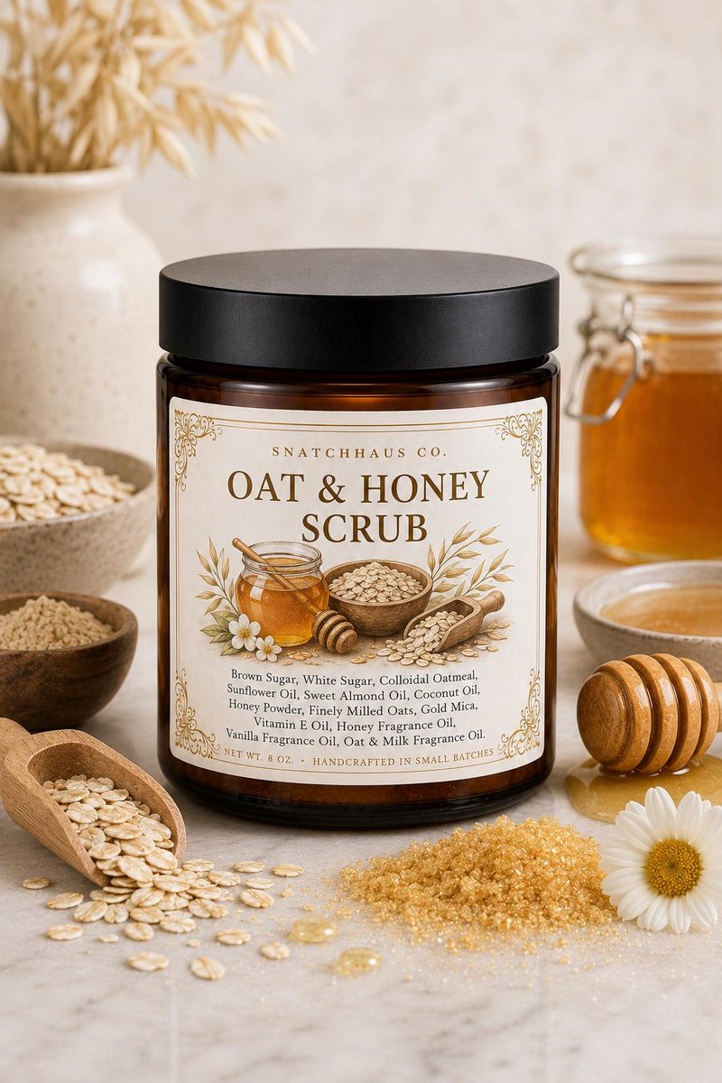 Oat & Honey Scrub – Soothing Sugar Body Scrub with Sunflower Oil and Vanilla | Sensitive Skin