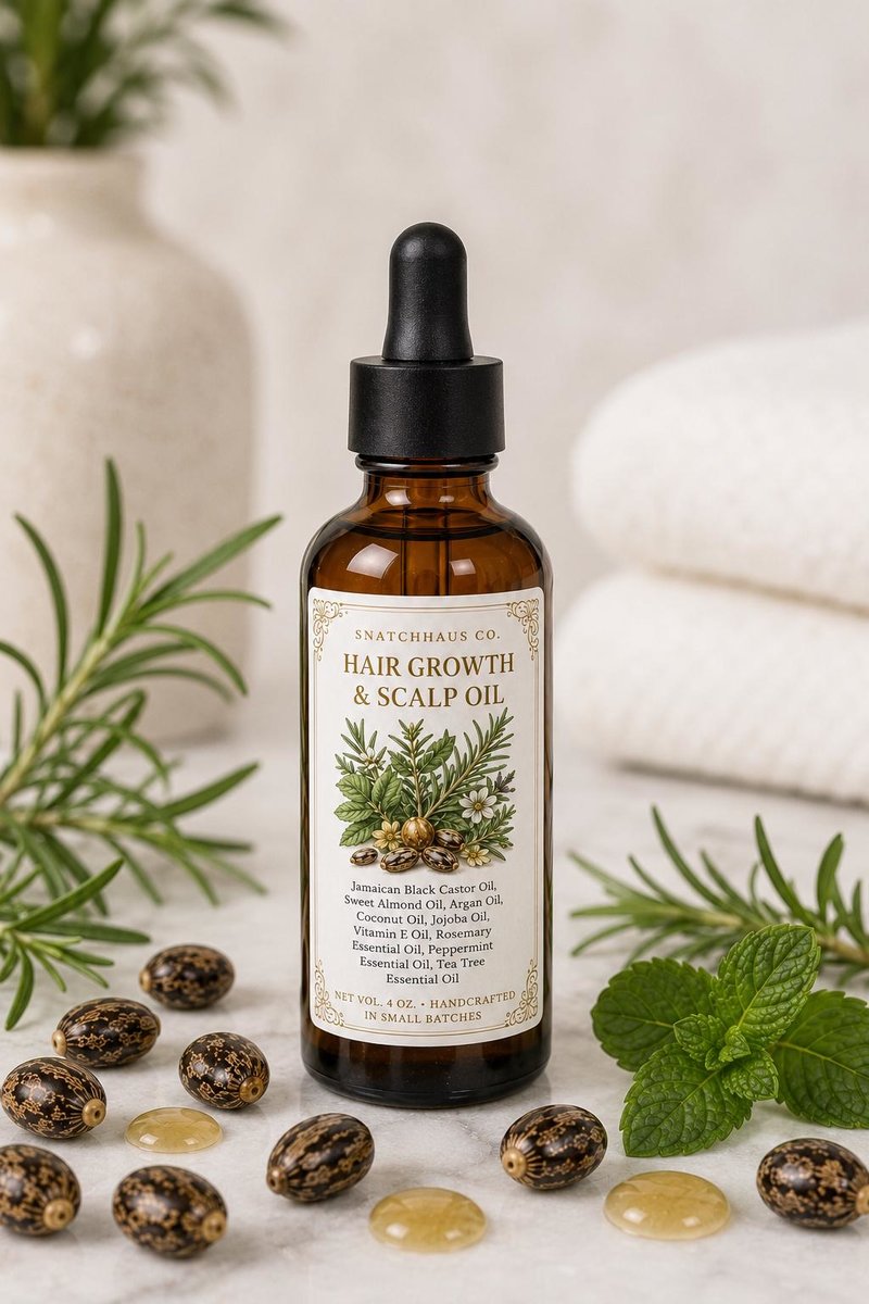 Hair Growth Scalp Oil – Jamaican Black Castor Oil Blend with Rosemary & Peppermint Essential Oil