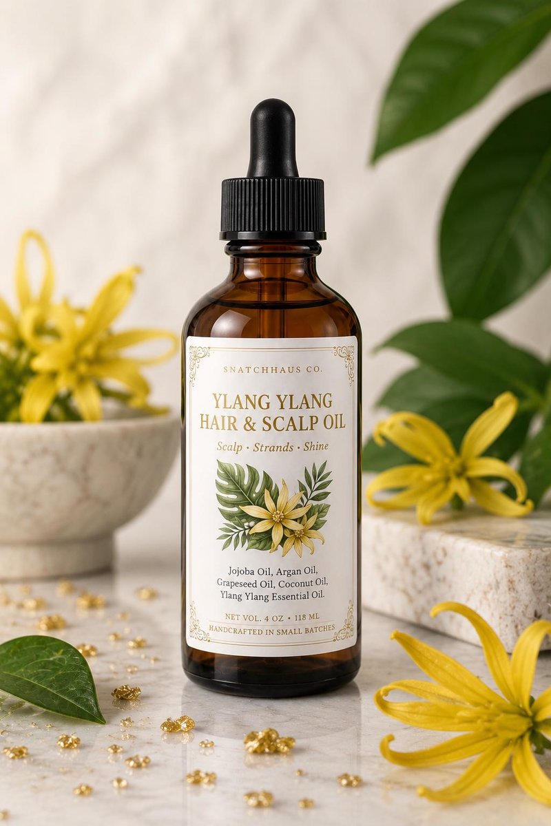 Ylang Ylang Hair & Scalp Oil – Argan Jojoba and Coconut Oil for Growth Frizz and Shine