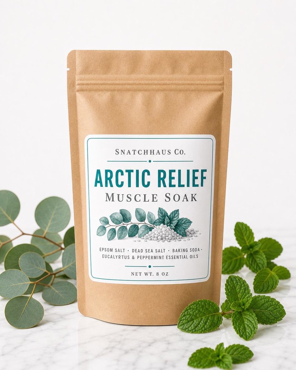 Arctic Relief Muscle Soak – Eucalyptus, Peppermint Epsom Salt Bath with Dead Sea Salt & Baking Soda, Strong Cooling Muscle Recovery Detox
